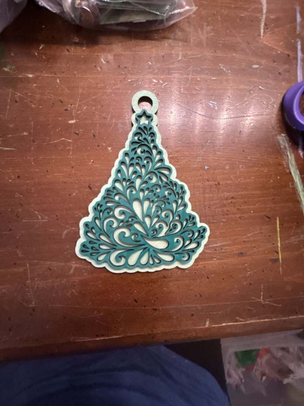 Decorative Layered Swirly Christmas Tree Laser-Cut Ornament